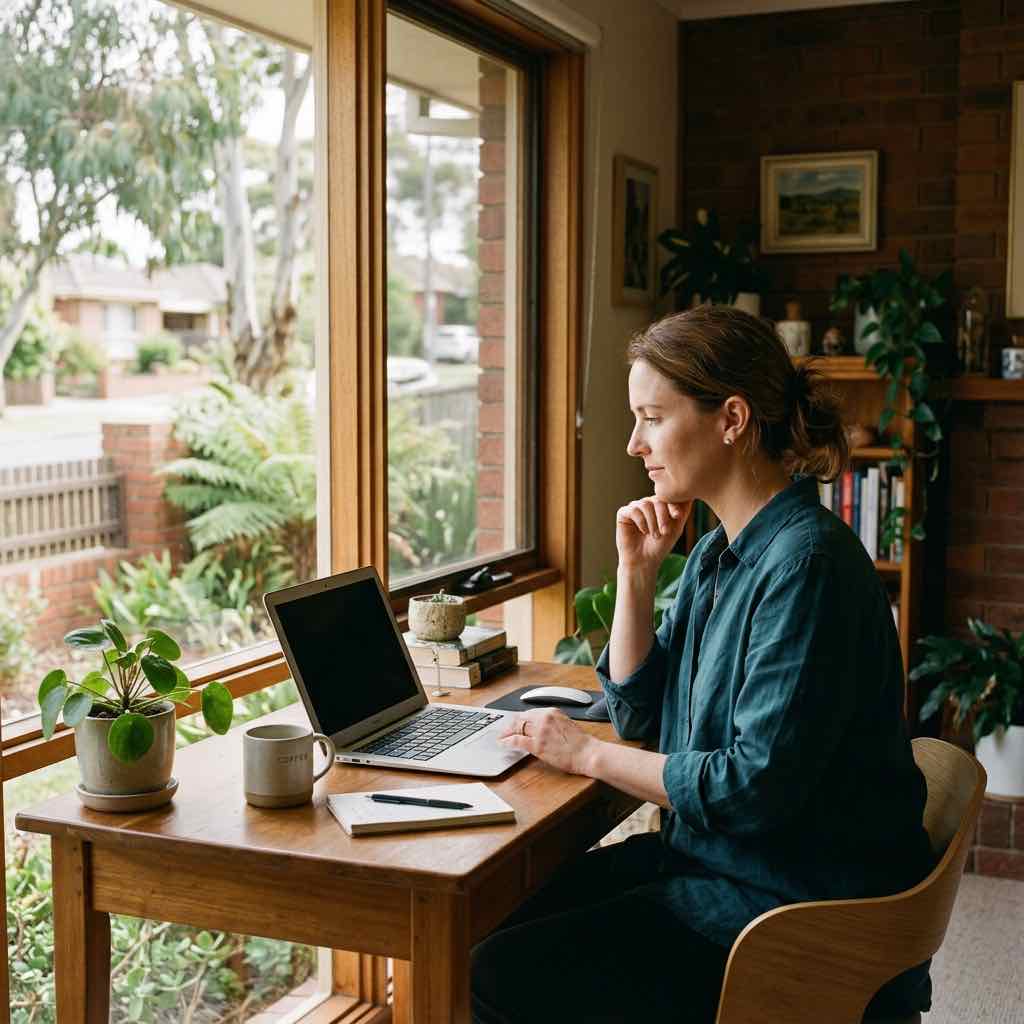 Person looking at laptop